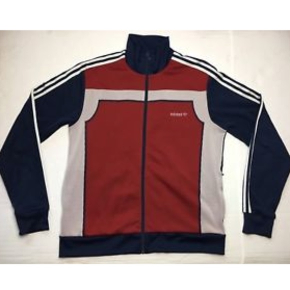 adidas track jacket mens red